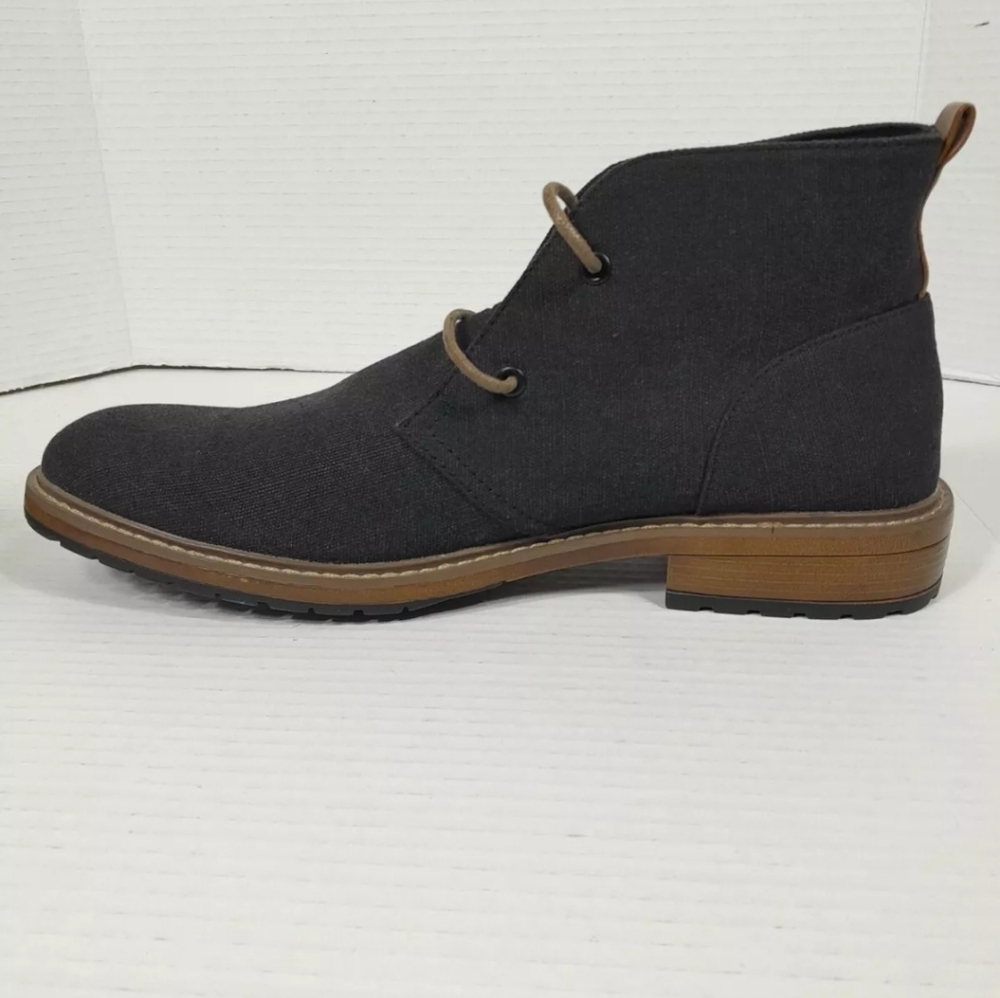 Perry Ellis Tim II Shoes Men SZ 11 Charcoal Black Canvas Chukka Boots LUG SOLE - Picture 5 of 10